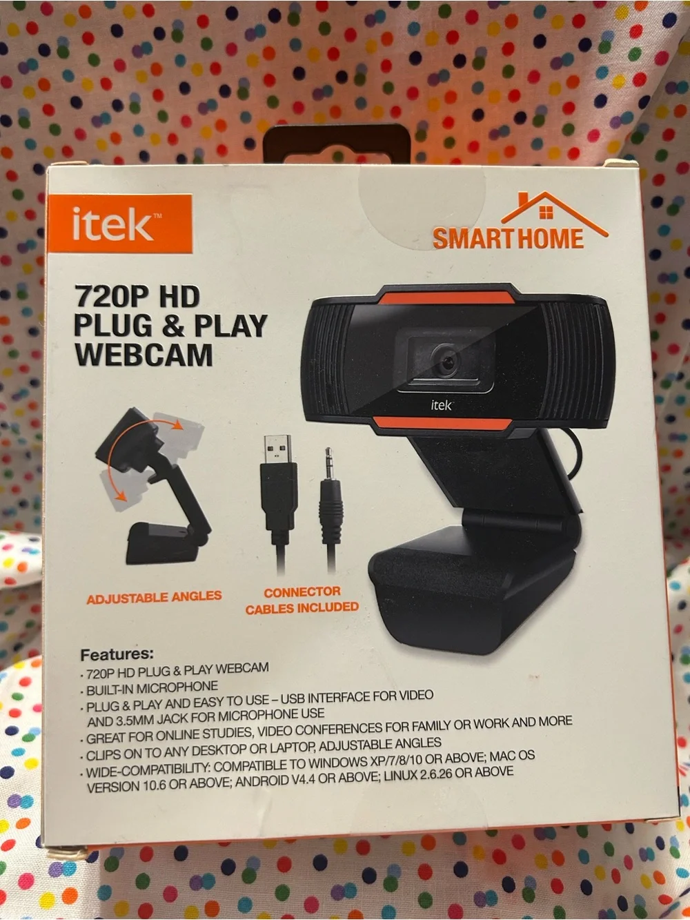 720P HD Plug & Play Webcam - Black and Orange